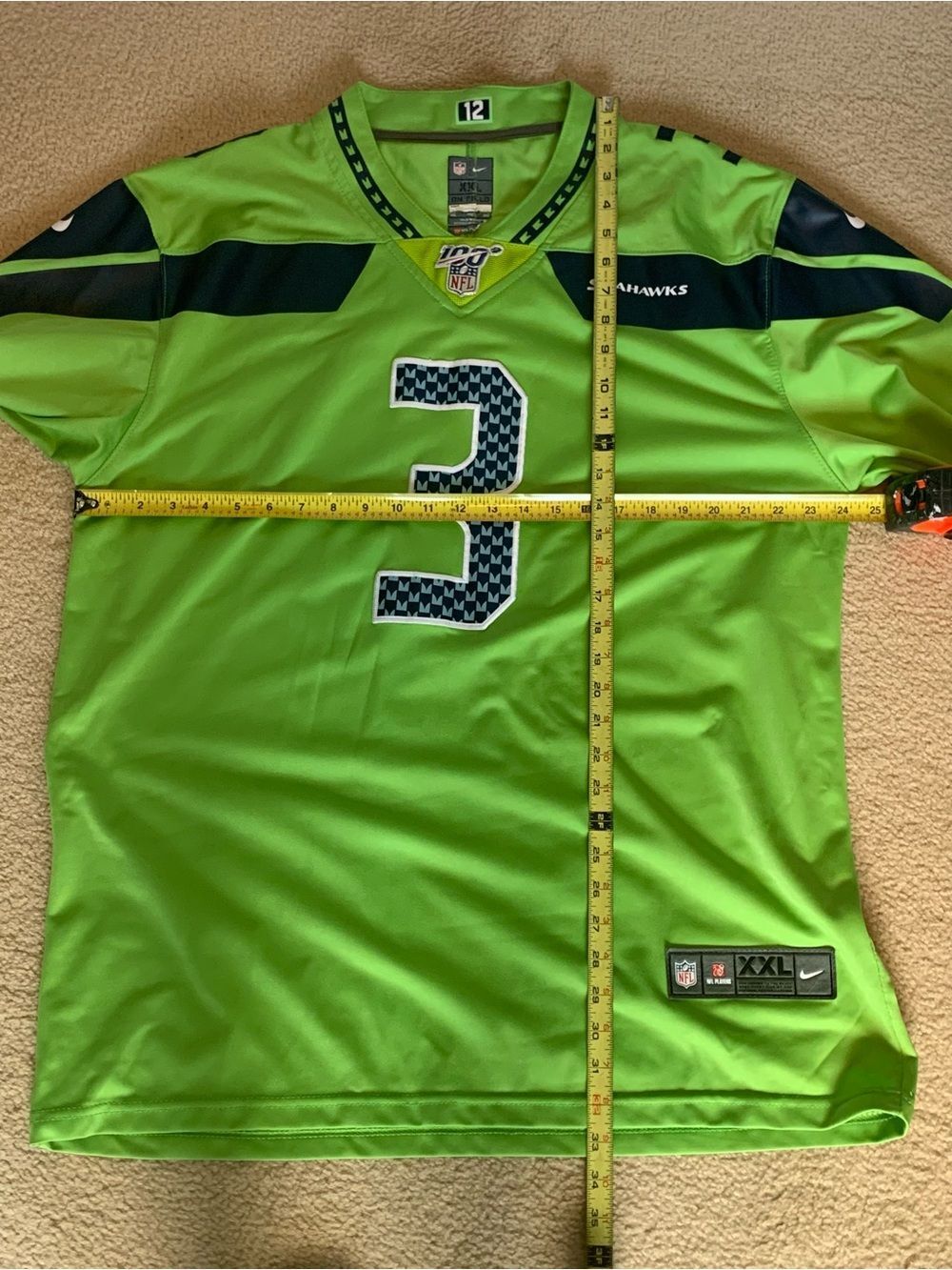 Nike Seattle Seahawks Men’s #3 Wilson Lime Green NFL Jersey - Picture 4 of 6